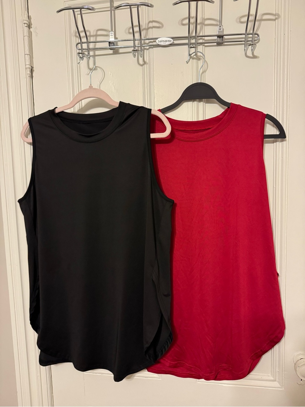 Amazon Women’s Black & Red Sleeveless Crewneck Tank Tops